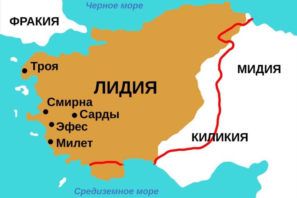 Сардис на карте древней Лидии